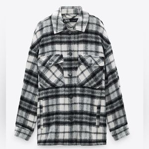 Zara Wool Blend Plaid Overshirt